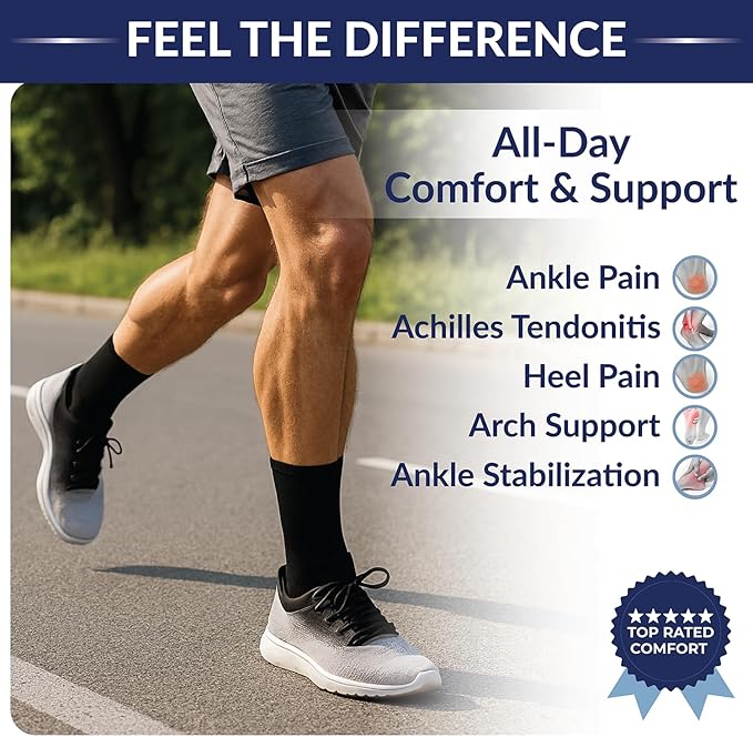SB SOX Ankle Compression Sleeve for Men and Women (1 Pair) - Ankle Brace Support Stabilizer for Sprained Ankle, Achilles Tendonitis, Sports