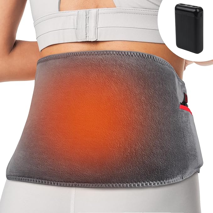 Portable Heating Pad for Back, 10000mAh Battery Powered Heat Wraps for Back Pain Sciatica Relief, Cordless Rechargeable Lower Back Heat Pad, Up to 60" Waist Size for Women Men Mom Dad