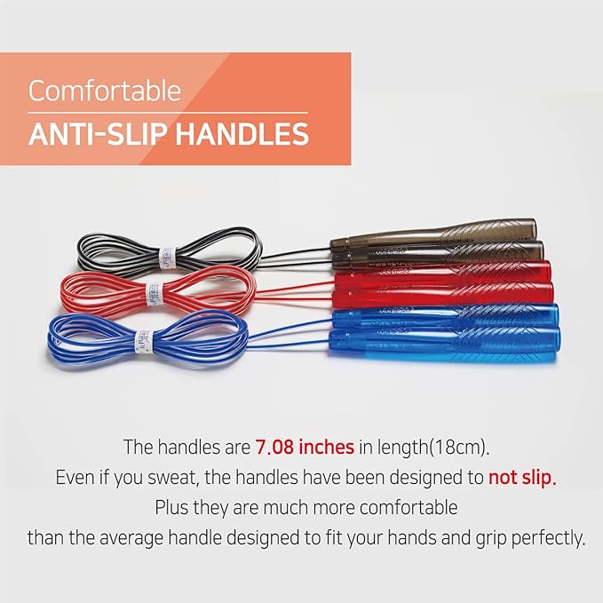 Exercise Jump Rope for Cardio, Boxing, CrossFit - Adjustable Skipping Rope for Men and Women, Lightweight, Tangle Free, Made in Korea(Crystal Gold Jumprope, UA-430)