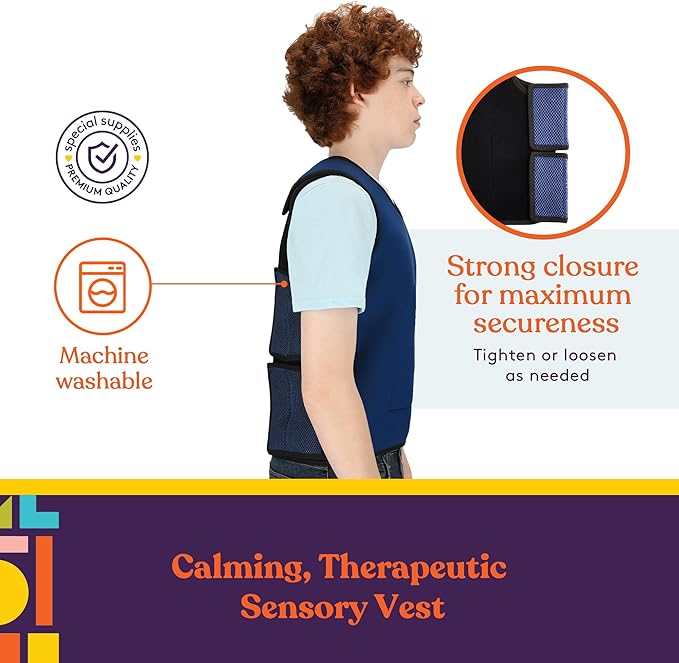 Special Supplies Weighted Sensory Compression Vest for Kids with Adjustable Weight Fit