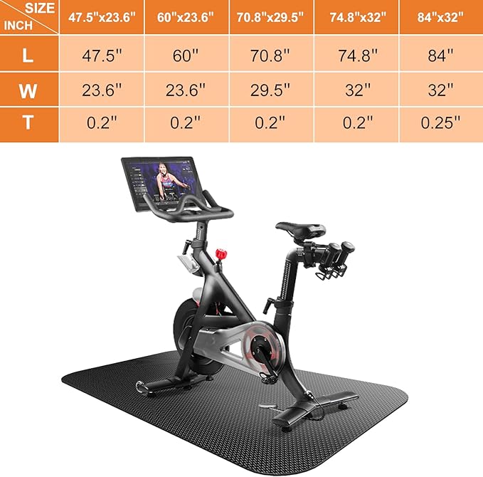 Treadmill Mat,Bike Mat,Stationary Bike Mat,Foldable Treadmill Mat for Hardwood Floors and Carpet.for Exercise Bike,Exercise Equipment Indoor Cycles,Rowing Elliptical (23.6" X 47.5")
