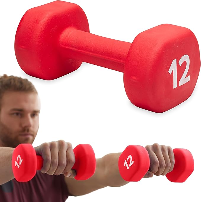 Gaiam Dumbbell Hand Weight (Sold in Singles) - Neoprene Coated Exercise & Fitness Dumbbell for Home Gym Workouts and Strength Training - Free Weights for Women and Men (5lb, Orange)