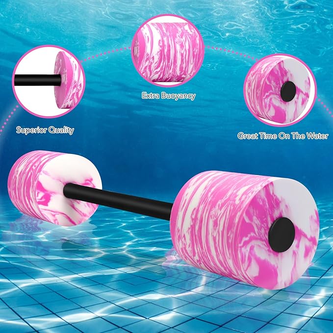 29.3’’ Swimming Barbell with Water Exercise Discs Swim Dumbbell High Density EVA Foam Aquatic Exercise Equipment Swimming Aid for Adults