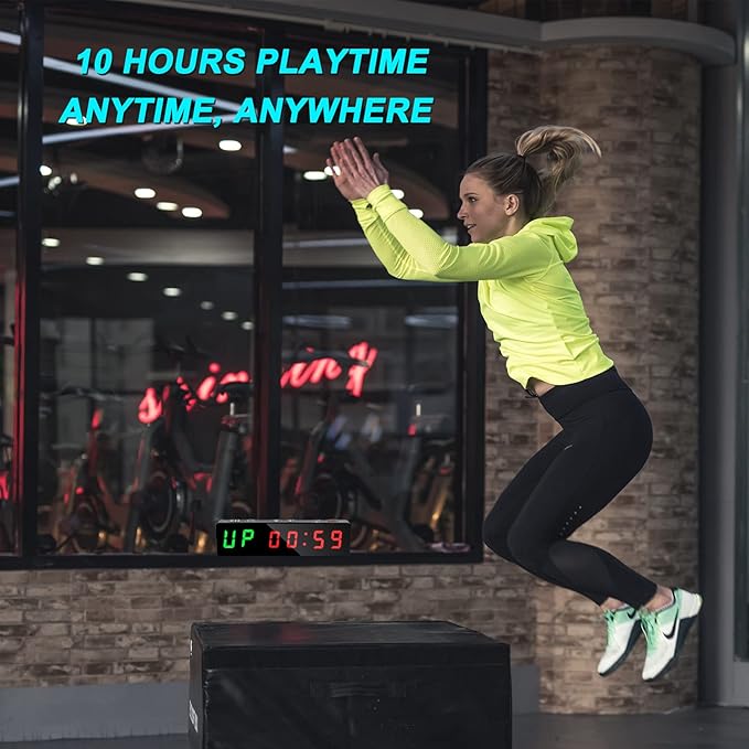 Gym Timer, Portable, Interval Timer with Rechargeable Battery and Built-in Magnet, LED Digital Anti Vertigo Display, Upgraded Workout Clock for Home Gym Garage Fitness