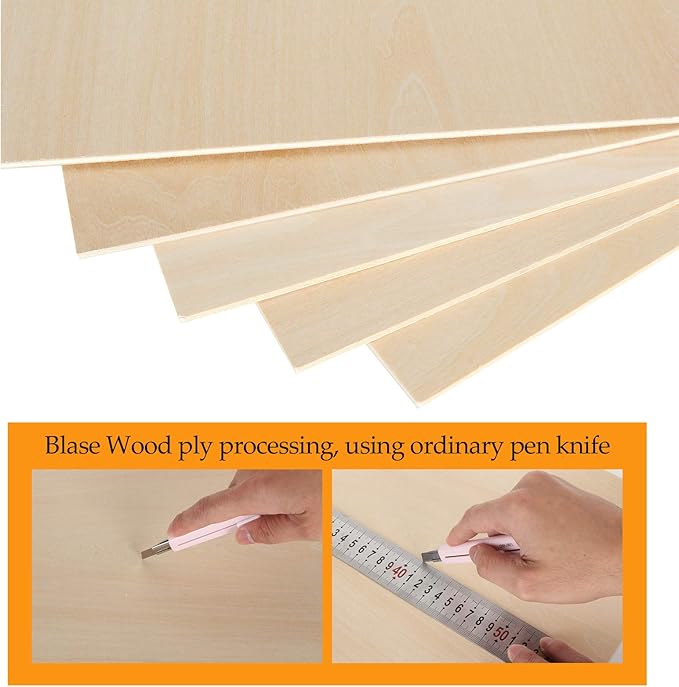 12 Pack Basswood Sheets 1/8 x 12 x 12 Inch Plywood Board, Thin Natural Unfinished Wood for Crafts, Hobby, Model Making, Wood Burning and Laser Projects