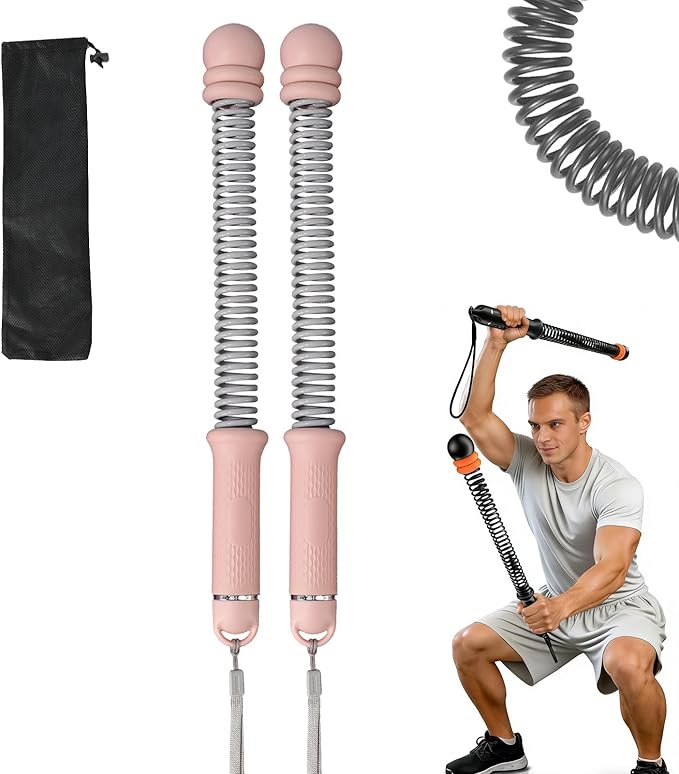Adjustable Ropeless Battle Ropes for Home Gym, Portable and Quiet Training Rope for Men & Women, Variable Resistance System for Strength, Low Impact Cardio and HIIT Workouts (Pink)