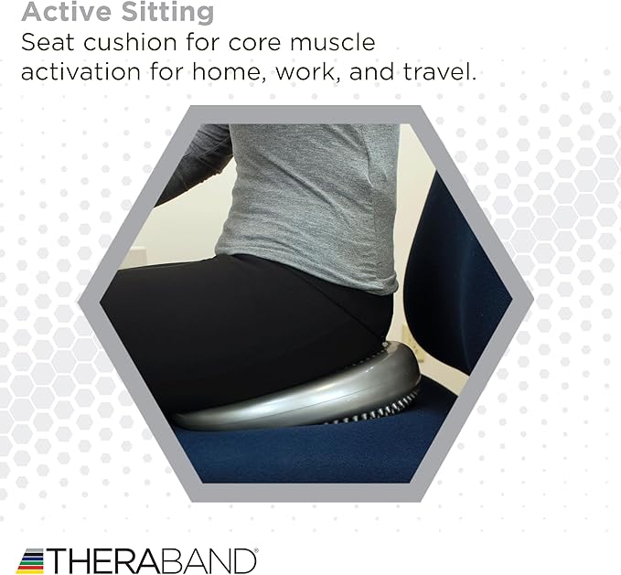 THERABAND Stability Disc, 13-Inch Silver, Latex-Free, Pre-Inflated Balance Cushion for Core Strength, Wobble Seat for Posture & Active Sitting, Wobble Disc for Office Chair or Rehab
