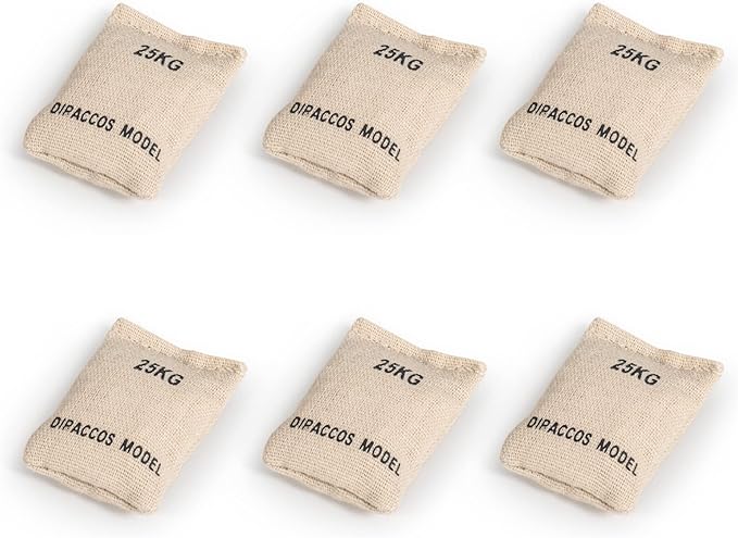 Handmade 1/16 Scale Sand Bags Set, 6pcs Sandbag Accessory for RC Tank Model Soldier Action Figure, 1:16 Military Sandbags for Trench Warfare Battle WWII WWI