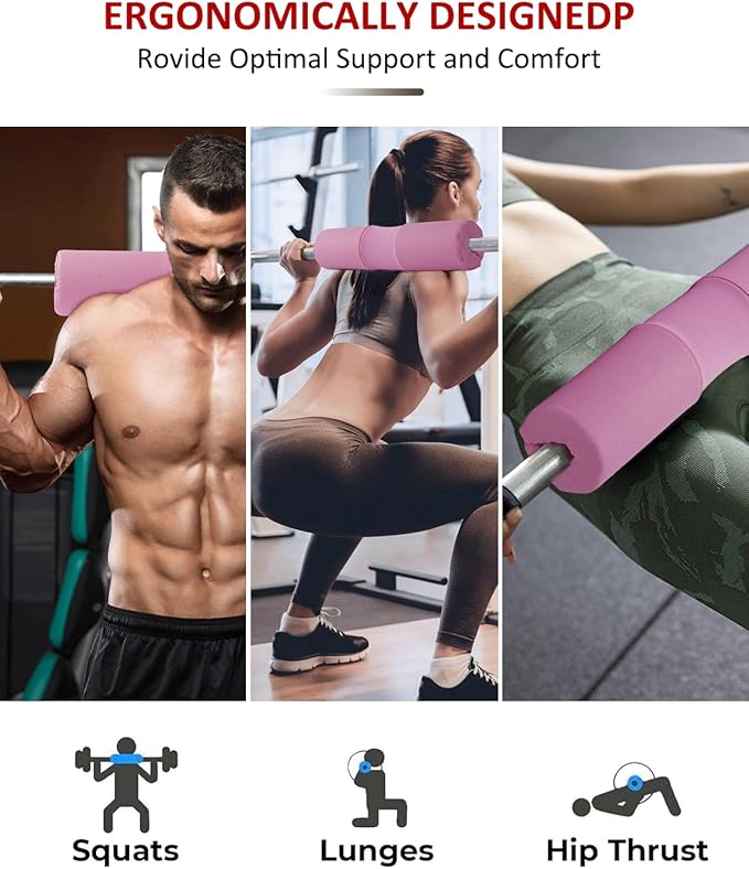 Barbell Squat Pad Set- Nylon Padding AntiSlip- Thick Foam Barbell Pad for Squats Cushion,Lunges&Bar Padding for Hip Thrusts -Standard Olympic Weight Bar Pad (Wrist Straps Weightlifting-Ankle Straps)