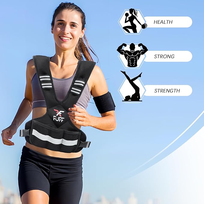 FUFF Weighted Vest Woman, 4-10/11-20/20-32 Lb Adjustable Weight Vest for Women Men, Female Strength Training Body Vest for Walking Exercise Running Workout