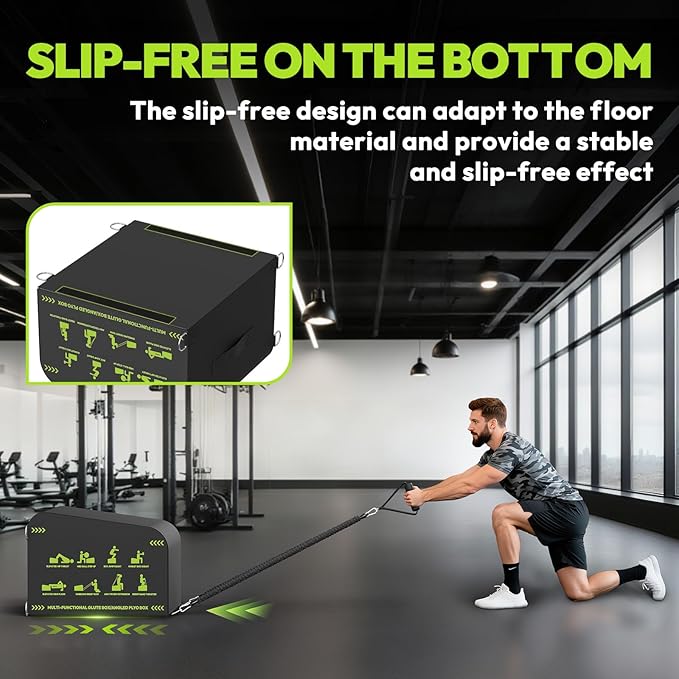HANDBODE Hip Thrust Bench, Multi-Functional Slip-Free Hip Thrust Machine for Glute Bridge, Box Jump, Push-Ups, Squat, Ab Exercise, Suitable for Home & Gym