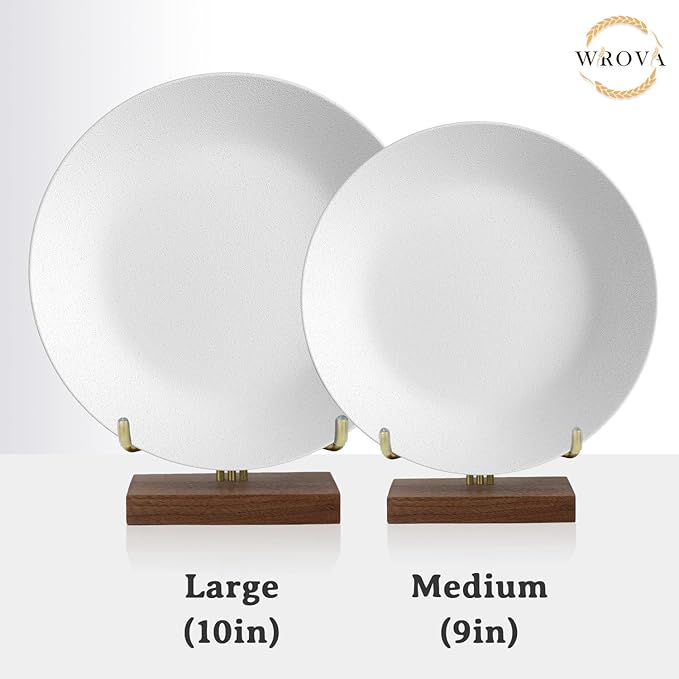 Wrova Wheat Straw Dinner Plates 10 Inch Unbreakable Set of 8 - Dishwasher & Microwave Safe Plastic Plates Reusable - Lightweight Plates for kitchen,camping,picnic,R.V. - White