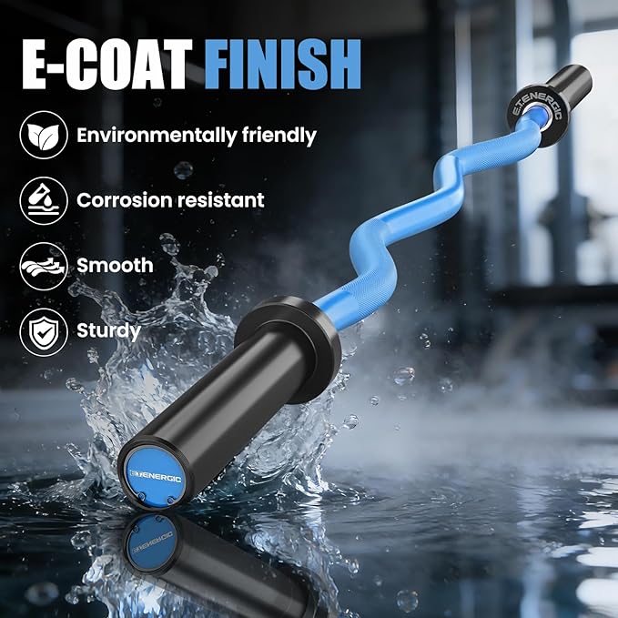 47" Olympic EZ Curl Bar 500-lbs Capacity Steel Barbell Suitable for 2" Weight Plates, 2-Inch Curl Bar for Weight Lifting,Hip Thrusts,Squat,Biceps-Home Gym Weight Bar