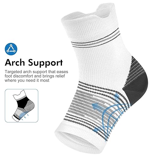6 Pairs Plantar Fasciitis Socks for Men & Women, Ankle Brace Compression Socks with Arch Support for Achilles Tendonitis, Heel Pain, Swelling & Arthritis Relief, White, X-Large