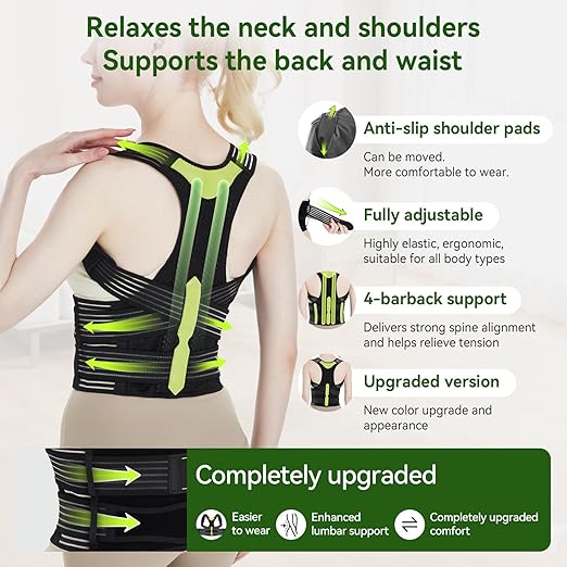 Posture Corrector for Women and Men, Invisible Full Back Support Brace with Enhanced Breathable Mesh, Shoulder Straightener for Back & Neck Pain Relief, Scoliosis & Posture Improvement, Large