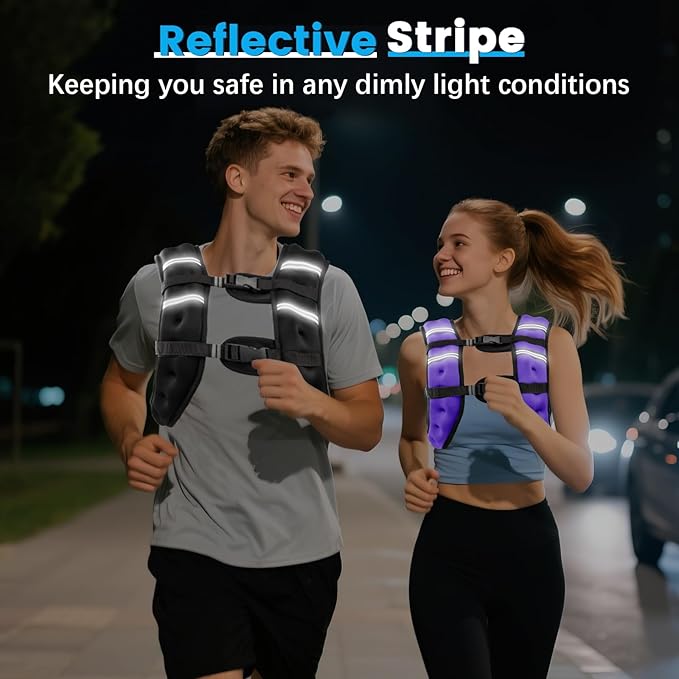 Weighted Vest, 6lb/8lb/12lb/16lb/20lb/30lb for Men, Women with Reflective Stripe, Weight Vests Adjustable for Workout, Strength Training, Running, Fitness, Muscle Building, Weight Loss clearance