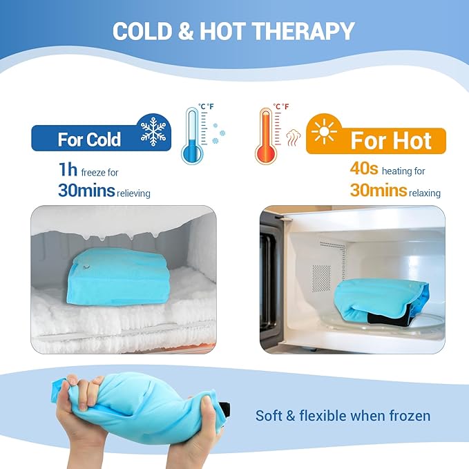 Comfytemp Ankle Foot Ice Pack Wrap for Plantar Fasciitis Relief, Ankles Brace for Sprain, Heel Spur, Swelling, Achilles Tendonitis, Cold Bag for Injuries Reusable, Hot Cold Compress, 1 Pack (Blue)