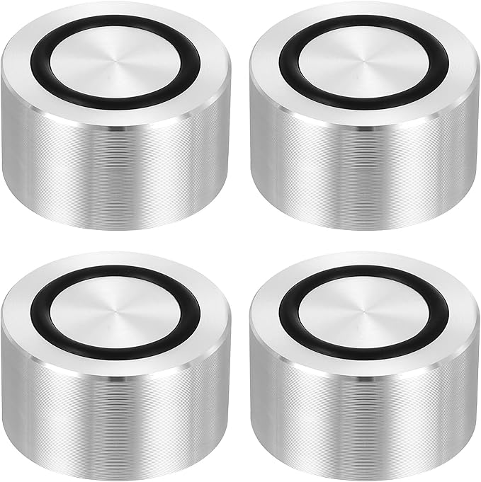 uxcell M8 Thread 35mm / 1.4" Dia 20mm Thick Aluminum Circle Disc Glass Top Adapter 4pcs Round Solid Table Feet Pad Plate Hardware with Anti-Slip Rubber Ring