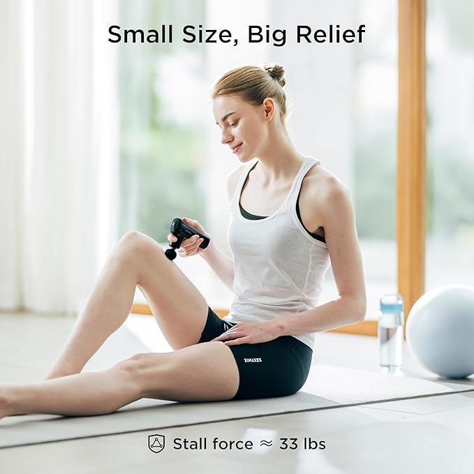 MYTREX Mini Massage Gun, Portable Deep Tissue Percussion Massager with 4 Heads, Ultra-Quiet Lightweight 205g for Neck & Back, Home, Office & Travel (Black)