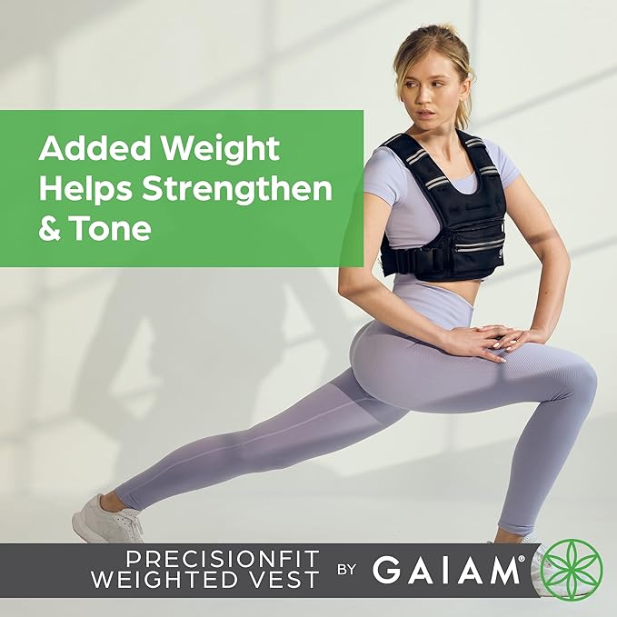 Gaiam PrecisionFit Weighted Vest for Women and Men, Adjustable Weighted Workout Vest for Walking, Running, Strength Training