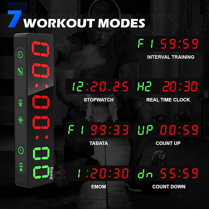 Gym Timer, Portable, Interval Timer with Rechargeable Battery and Built-in Magnet, LED Digital Anti Vertigo Display, Upgraded Workout Clock for Home Gym Garage Fitness
