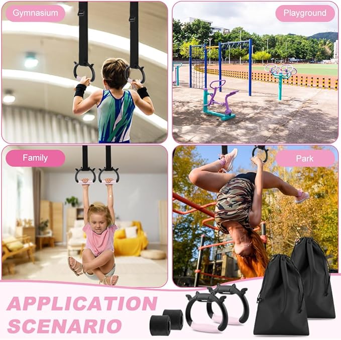 ‌Gymnastic Rings with Adjustable Straps, Heavy Duty 550lbs - Home Gym Equipment, Non-Slip Pull Up Rings for Workout, Strength Training Fitness Ring with Carry Bag‌