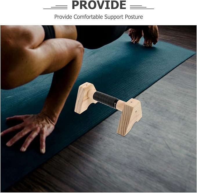 Kisangel Wooden Push up Bars Parallettes Handstand Trainer Beech Wood Non-slip Base 30cm Pair Strength Training Fitness Equipment for Men and Women Home Gym