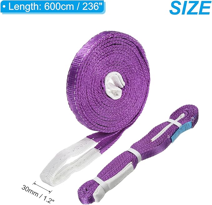 PATIKIL Lifting Slings Straps, 1 Pcs Polyester 19ft Heavy Web Slings Duty Flat Lifting Belts Pull Lifting Straps Slings Mount(2204lbs), Purple