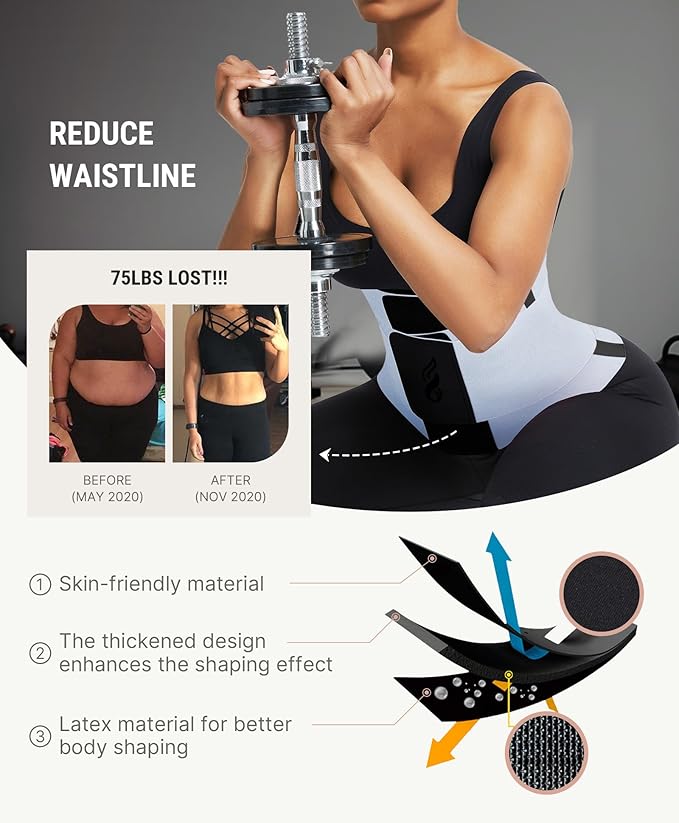 FeelinGirl Waist Trainer Belt Waist Cincher Trimmer Ab Belt Tummy Control Body Shaper with Triple Wrap Women and Men