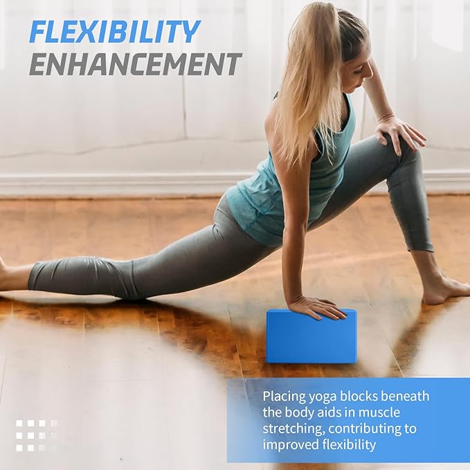 Yoga Blocks 2 Pack 3x6x9IN Foam Block Supportive Latex-Free with Beveled Edges, Non-Slip Exercise Blocks for Pilates, Meditation, Balance, Stretching and Deep Poses