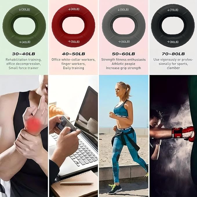 Grip Strength Trainer, Hand Gripper Strengthener Set of 3 for Muscle Training, Relieve Stress, Fitness Workout, for Men and Women