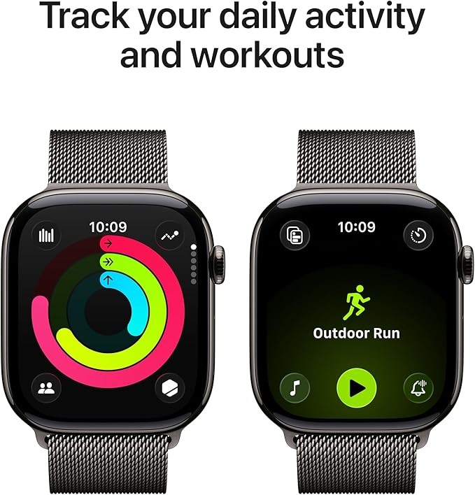 Apple Watch Series 11 [GPS + Cellular 46mm] Smartwatch with Slate Titanium Case with Slate Milanese Loop - M/L. Sleep Score, Fitness Tracker, Health Monitoring with AppleCare+ (2 Years)
