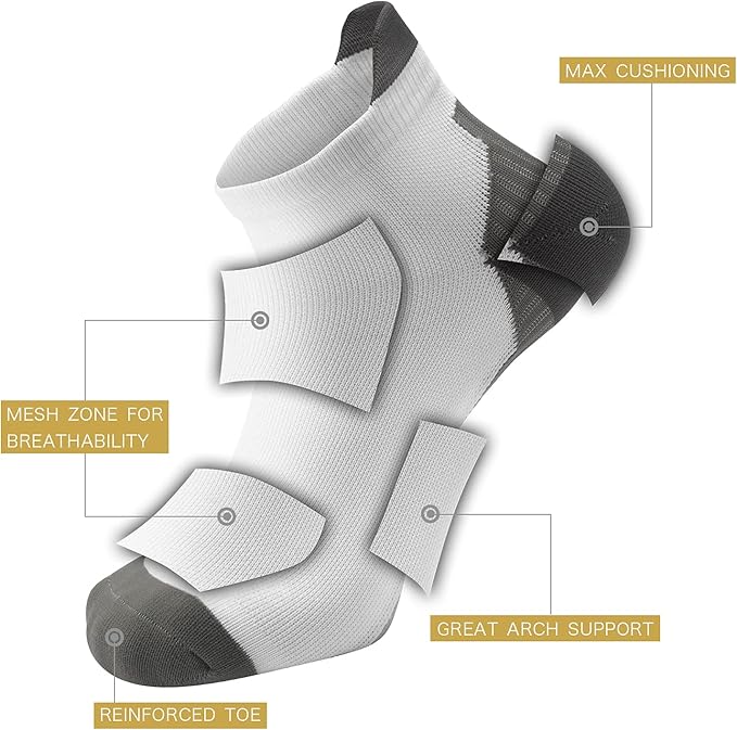 Copper Compression Socks Women and Men 6 Pairs - Circulation Arch Support Plantar Fasciitis Running Ankle Socks