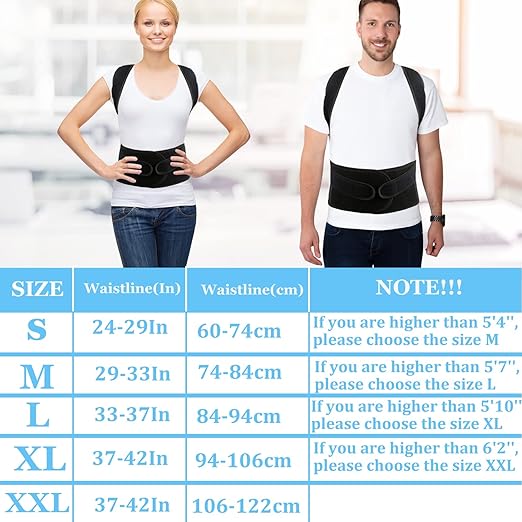PAZAPO Posture Corrector for Men and Women - Back Brace Full Back Support Straightener for Hunchback - Upper and Lower Lumbar to Relieve,Large(33-37 Inches)