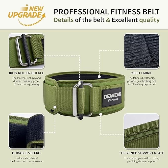 Durable Weight Lifting Belt, 4'' Wide Gym Belt for Bodybuilding, Powerlifting, Squats, Deadlift - Provides Lumbar Support & Stability for Men & Women