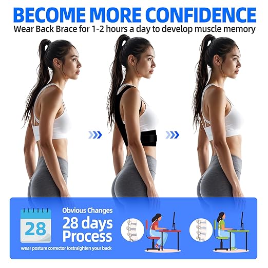 IYDoaMea Posture Corrector for Women and Men ( Order A Size Up ) Upgraded Back Brace Support, Adjustable Shoulder Straightener for Improving Back Posture, Relief for Upper and Lower Back, Lumbar, Neck, Shoulder Pain (2XL(43.3~49.2))