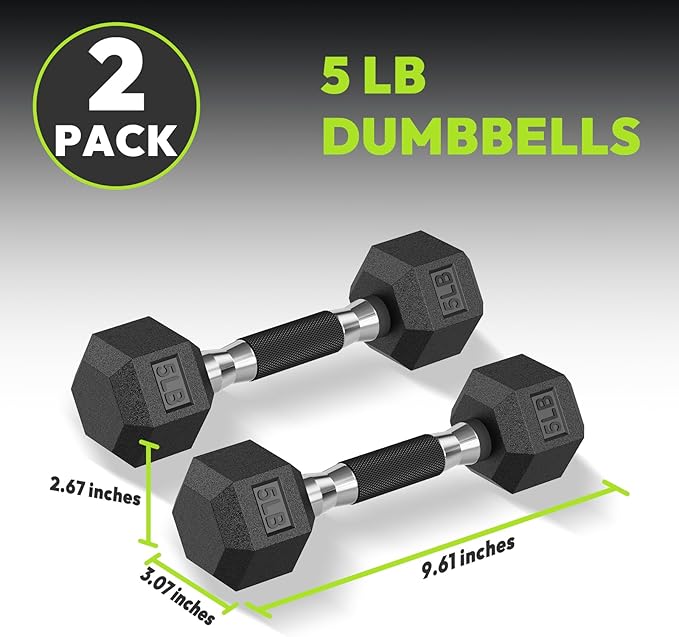 Hex Dumbbell Set 2.5-65 lb, Rubber Encased Hex Dumbbells for Home Gym, Weights Dumbbells Set of 2 Hand Weights for Strength Training & Fitness Exercise