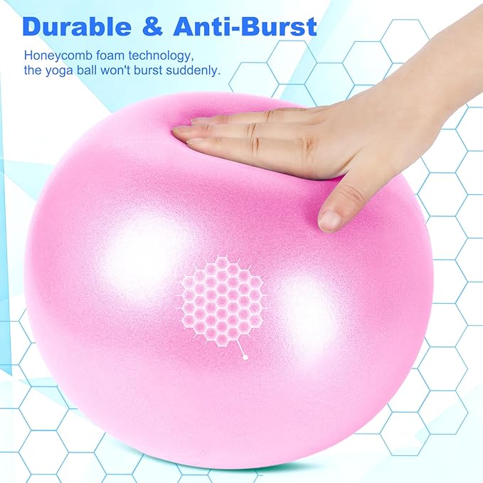 9 Inch Pilates Ball Small Exercise Ball, Workout Ball for Barre, Pilates, Yoga, Stability, Workout, Balance, Fitness at Gym Home Office