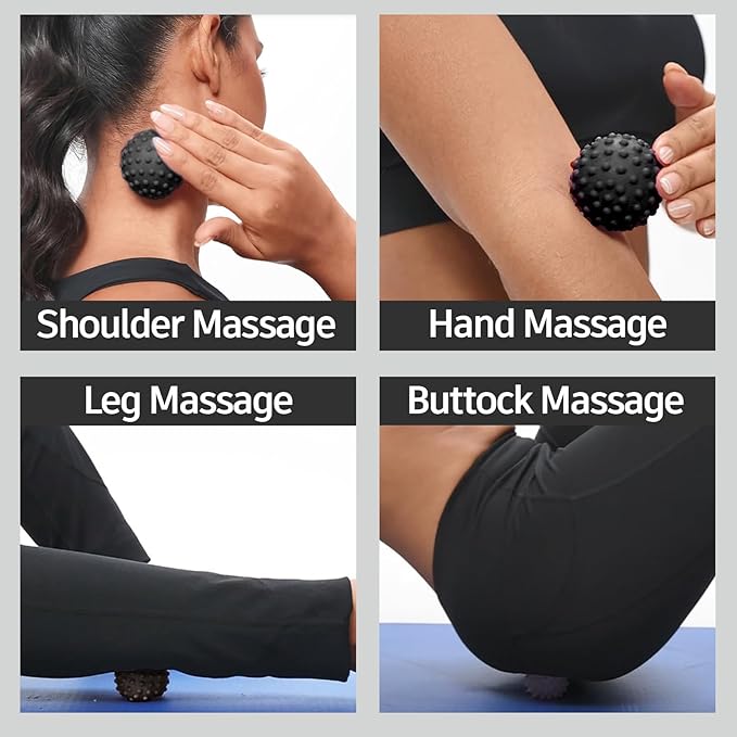 NGT new guide steps Fascia Massage Ball, Suitable for Relaxing Muscles, Restoring Fascia, and Improving Body Condition for All Parts of The Body. (Black)