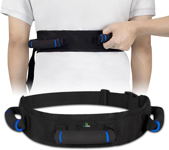 Gait Belt for Seniors, Transfer Belt with Handles, Safety Gate Belt for Elderly Lift Belts Physical Therapy with Quick Release Buckle Standing Aids & Support for Elderly Handicap Patient Care (Black)