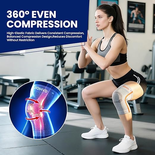JOMVD Knee Compression Sleeve for Men & Women – Knee Brace for Knee Pain, Arthritis, ACL & Meniscus Tear, Circulation, Breathable Knee Support for Swelling Relief, Injury Recovery & Daily Comfort,Medium,1 Pack