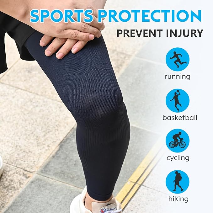 KEKING Full Leg Compression Sleeves, Unisex, Thigh High Compression Stocking 20-30mmHg Graduated Support for Thigh Calf Knee, Running, Basketball, Reduce Varicose Veins and Swelling, Navy Blue S