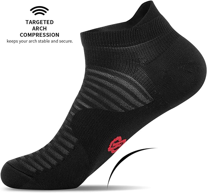 Compression Running Ankle Socks (6 Pairs) for Men & Women, Running Socks With Arch Support