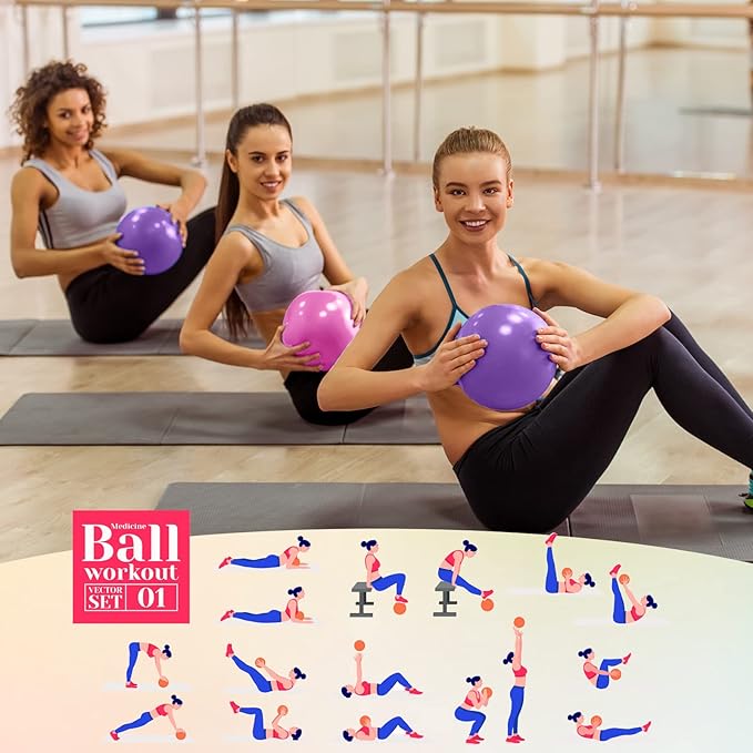 Aoriher 10 Pcs Small Exercise Pilates Ball Bulk 9 Inch Mini Yoga Balls Anti Burst and Slip for Stability Fitness Physical Therapy Stretching & Core Workout at Home Gym Office Class