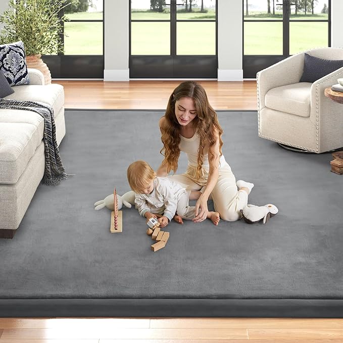 Baby Play Mat for Floor Nursery Rug Muscle Mat Area Rug Playroom Rug 39"x59" Memory Foam 1.3" Thick Crawling Playpen Mat For Babies,Toddlers, Infants, Kids,Grey