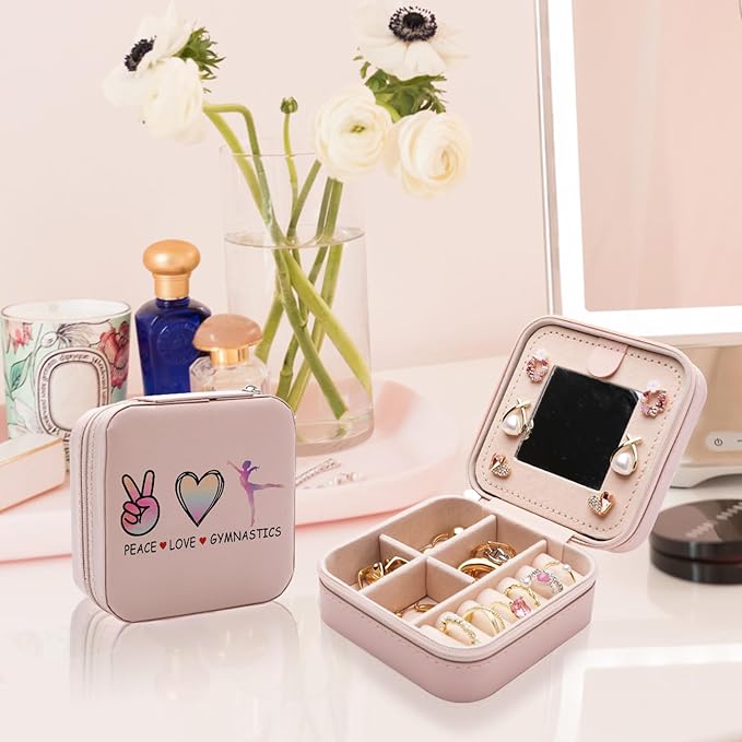 Gymnastics Jewelry Box - Gifts for Gymnastics Lovers, Team Accessories, Small Travel Case Organizer