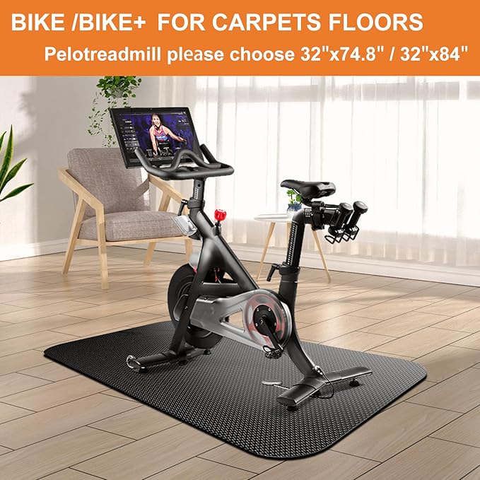 Treadmill Mat,Bike Mat,Stationary Bike Mat,Foldable Treadmill Mat for Hardwood Floors and Carpet.for Exercise Bike,Exercise Equipment Indoor Cycles,Rowing Elliptical (32" X 74.8")