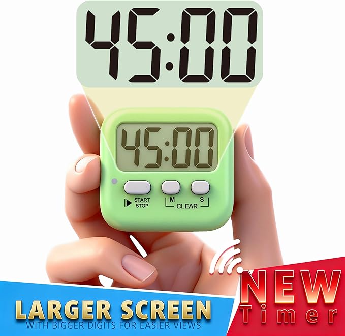 Antonki 2 Pack Digital Timer for Kids, Magnetic Countdown Kitchen Timers for Cooking, Egg, Classroom, Teacher, Exercise, Study, Oven - Battery Included