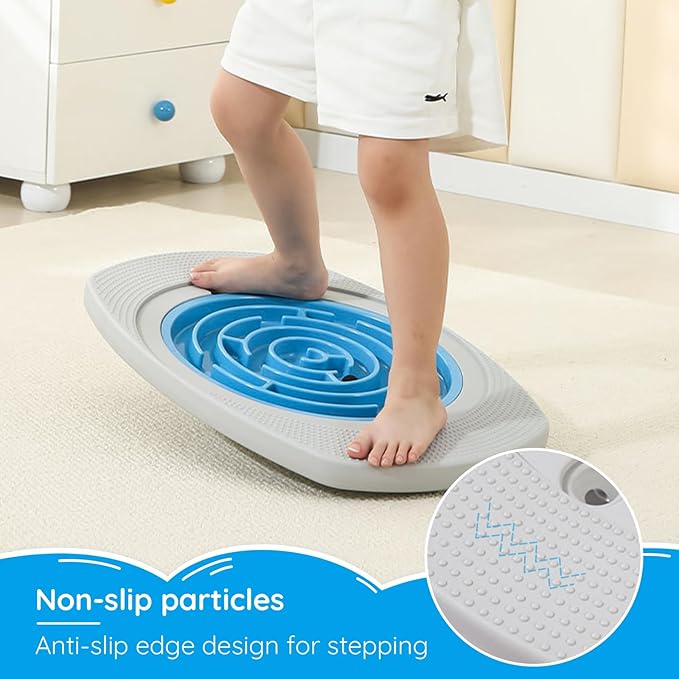 Balance Board Maze for Kids, Wobble Board with 3 Balls, 3 Replacement Labyrinth Boards, Indoor Active Play Toys for Sensory Training, Ages 3+, Max Load 140 Lbs