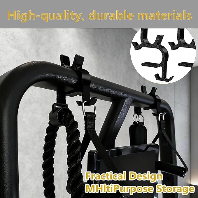 Barbell and Accessories Holder Compatible with Speediance Gym Monster 2, 2-Pack Top-Frame Mount with D-Rings and Carabiners